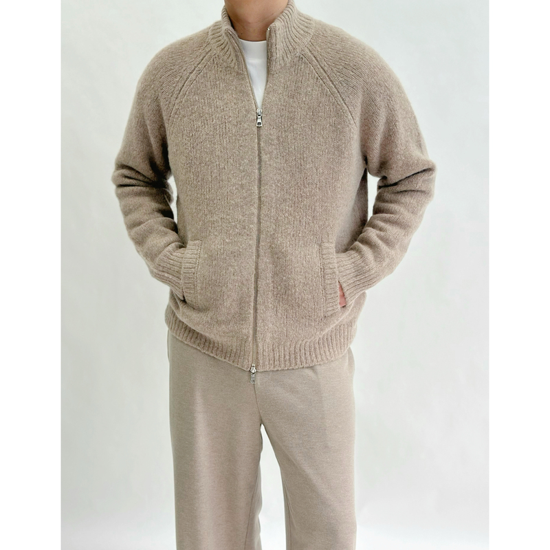 Rizzup Bc Style Upw Alpaca Wool Blend Zipper Sweater, Old Money Style, Quiet Luxury Style, Skin-Friendly and Non-Irritating