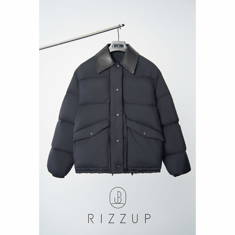 Rizzup Miu Style 95 White Goose down Three-Star Hordobagi Comfortable Leather Collar down Jacket with High Loft