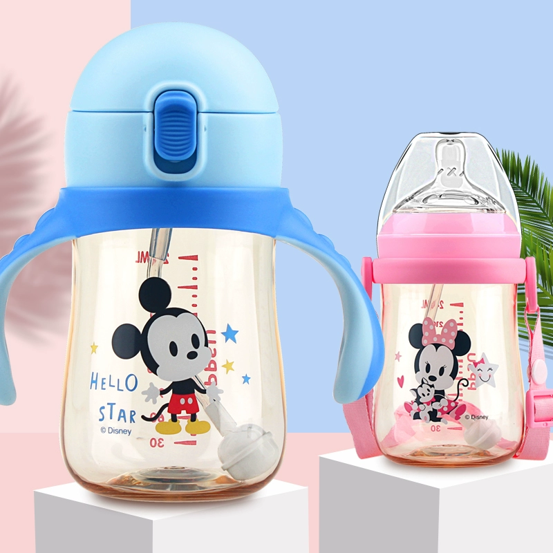 Disney Baby Water Cup PPSU Học cách uống Cốc Baby Chai rơm Bốn mục đích Trẻ 1-3 tuổi Bình đựng nước quả cầu trọng lực - Cup / Table ware / mài / Phụ kiện