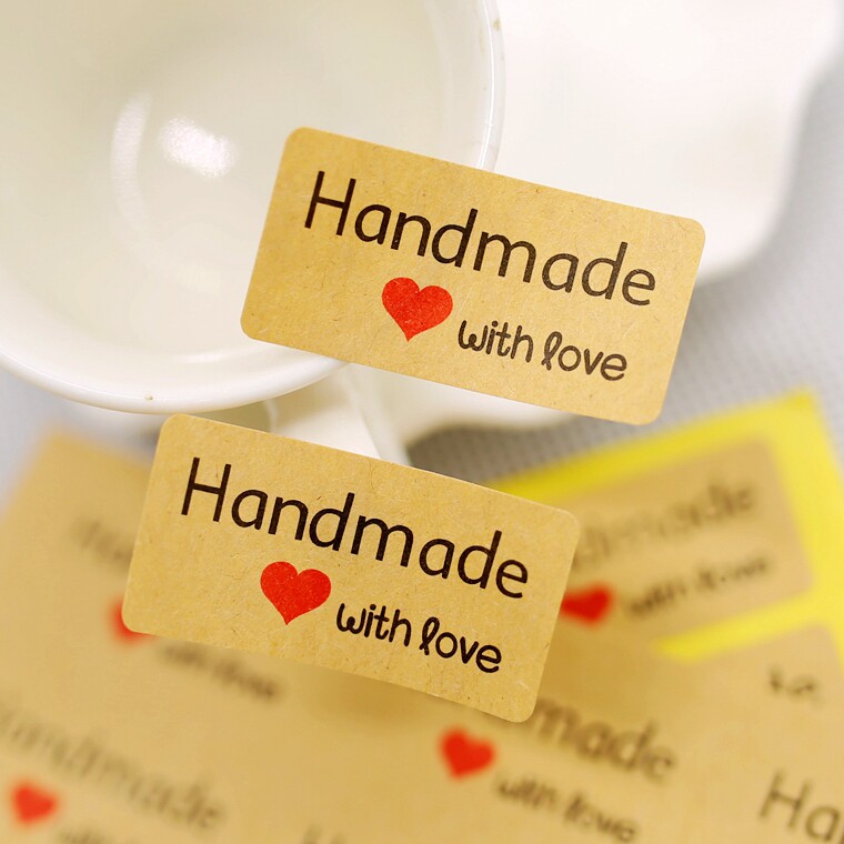 Love handmade baking packaging stickers sealing stickers retro cowhide gift stickers decorative stickers 120 stickers