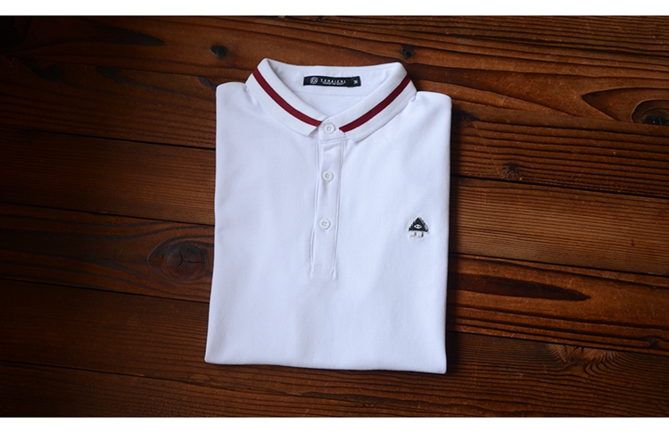 A code Mr. Men 18 Summer New Devil Eye Thêu Áo Lapel POLO Áo sơ mi nam ngắn tay Paul áo phông polo