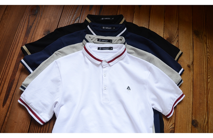 A code Mr. Men 18 Summer New Devil Eye Thêu Áo Lapel POLO Áo sơ mi nam ngắn tay Paul áo phông polo