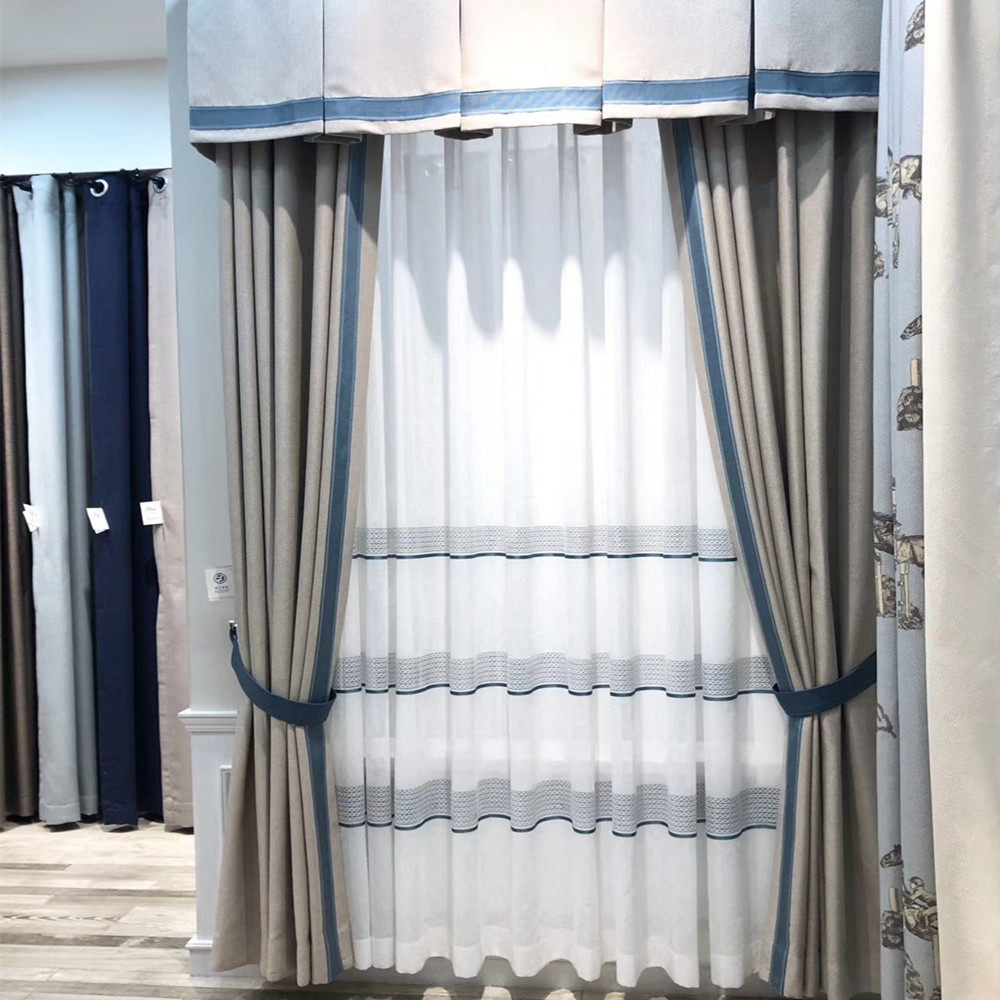 Nordic curtain color shading light protection cotton hemp Living room Bedroom Balcony color modern American contrast curtain customization