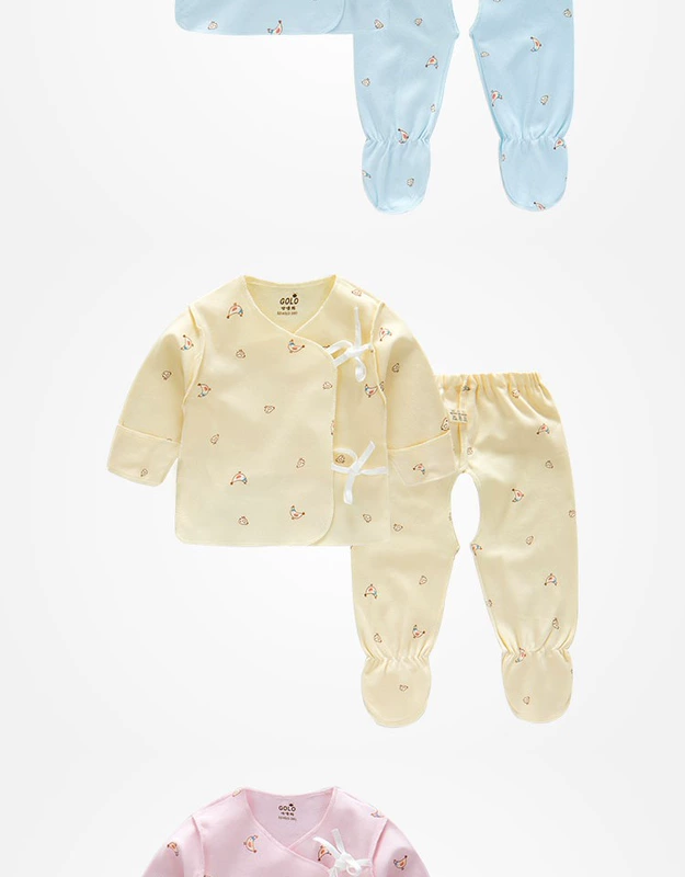 Đồ lót cotton cho bé túi đeo chân cho bé sơ sinh thiên vị cho bé sơ sinh 0-3 tháng mùa thu quần phù hợp với 6 bộ đồ ngủ mở - Quần áo lót