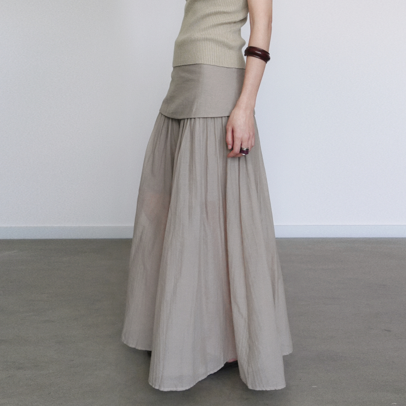 Uxi Double-Layer Mesh Slightly See-Through Relaxed Artistic Style Casual Vacation Versatile Skirt