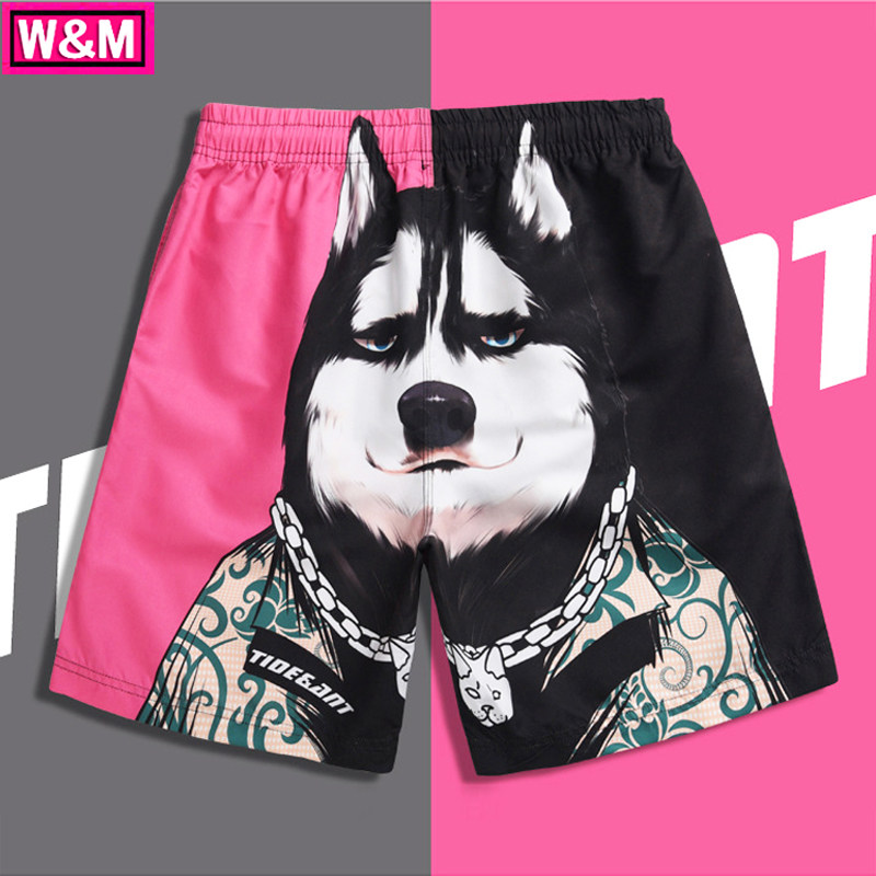 Tide Cards Ins Wind Seaside Holiday Beach Pants Men's Speed Dry Haschic Printed Pants couple shorts spa swimming trunks