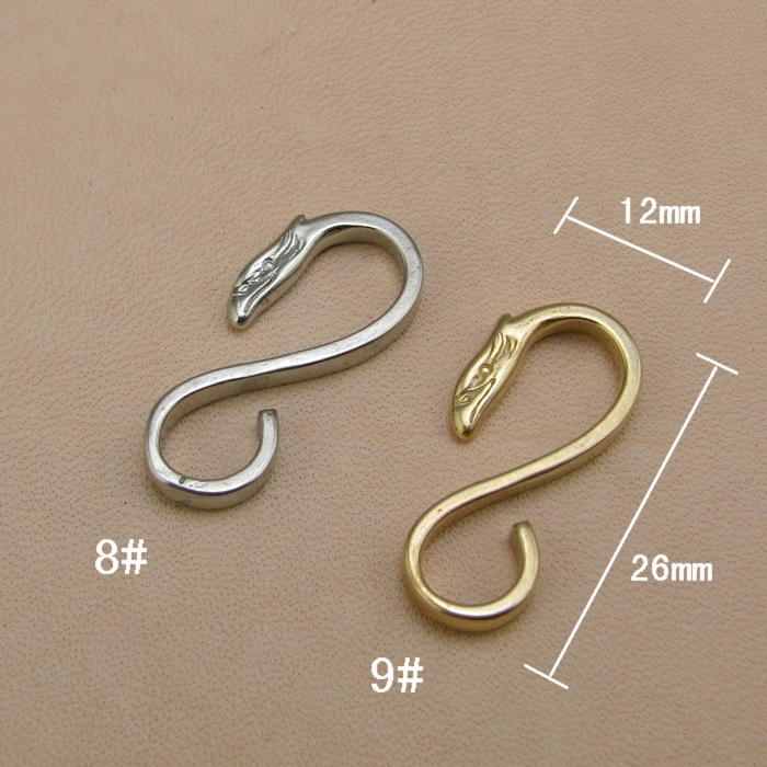 DIY Handmade Leather Leather Strap Brass White Bronze S Hook Leather Handhook Wallet Hook U hook S hook (S01)