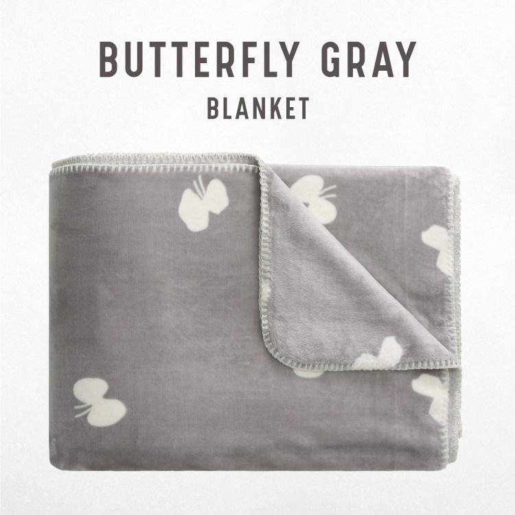 CASTLE GARDEN imitation mink velvet triangle stitch printing baby blanket knee blanket blanket butterfly gray