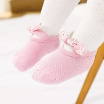 Baby socks autumn and winter baby newborn baby bow glue dispensing non-slip thick floor socks children toddler shoes socks