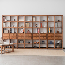 New Chinese Solid Wood Bookshelves Fall Wall Ground Old Elm Wood Combined Bookcase Leaning Against Wall Cabinet Containing display shelf Bogu frame