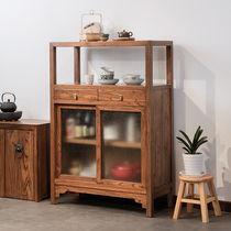 New Chinese side cabinet solid wood tea cabinet wine cabinet living room cabinet restaurant locker tea cabinet Elm cupboard