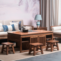New Chinese Solid Wood Tea Table Living Room Home Zen tea Tea Fire Burning Stone Tea Table Kongfu Tea Table With Burning Kettle