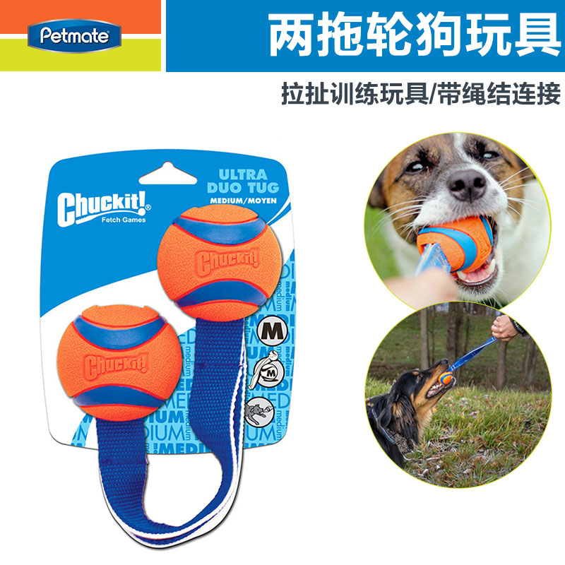 petmate Chuckit two tug dog toy teddy border collie pull training dog outdoor toy ball