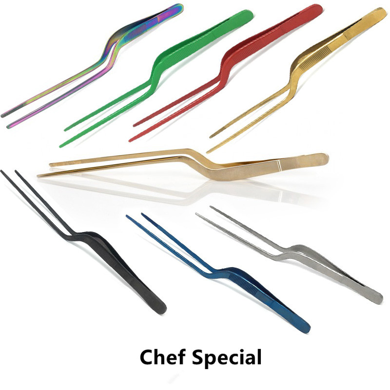 Taiwan-made molecular tweezers plate tweezers chef colorful Western 304 stainless steel tools