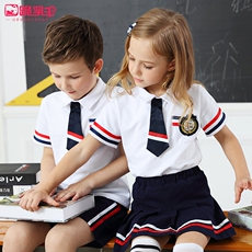 детская форма 幼儿园园服夏装校服初中小学生短袖短裤班服套装英伦夏季服装定制 Kneeling milk goats