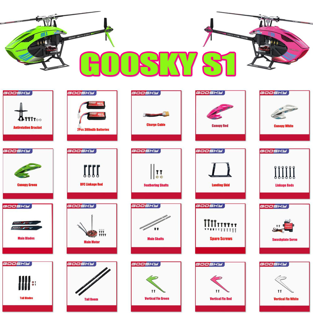 Goosky S1 Helicopter Parts Main Blade Linkage Rods Tail Boom Motor