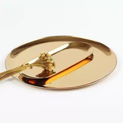 Nordic ins style Gold oval plate Jewelry storage small tray Stainless steel snack tray Metal storage tray