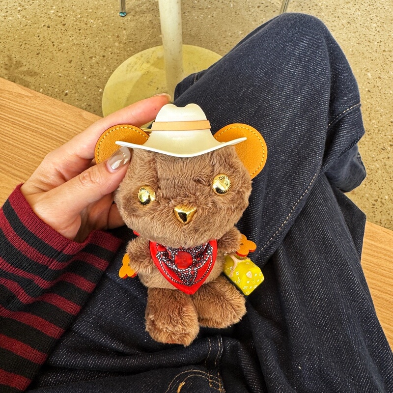 Brown Plush Teddy Bear Keychain Doll, Girl's Bag Pendant, Birthday Gift, Car Keychain with a High-End Feel