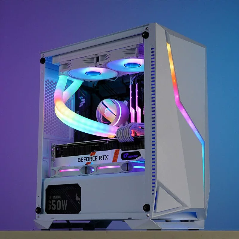 Панель игрового Phantom шасси MATX материнская плата чистый белый тестовый бэклайн 240 водяное охлаждение световая полоса настольный корпус ПК