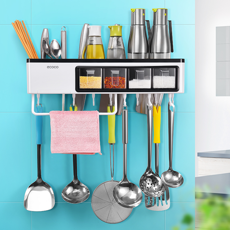 Free Punching Kitchen Shelving for home seasonings containing box wall-mounted cookware Supplies Nail Free Chopsticks Cutter Racks