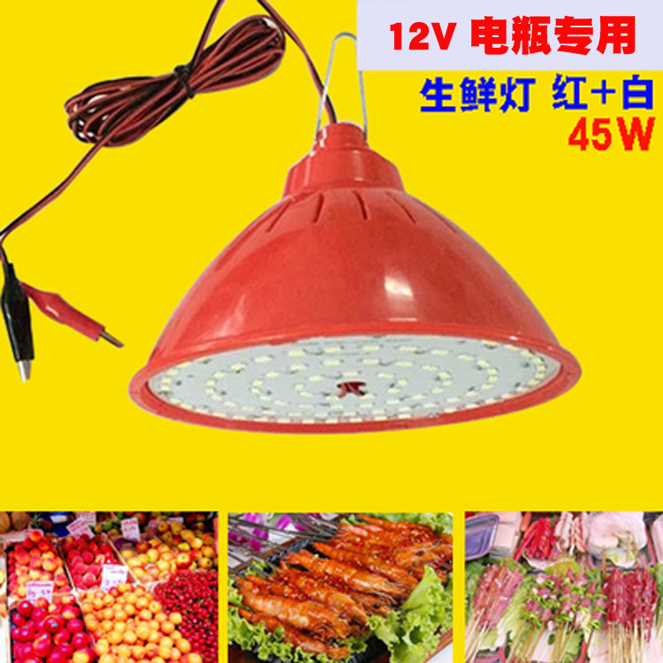 New 12V low voltage LED fresh light Cooked food fruit stalls night Market battery bulb red light 15W45W