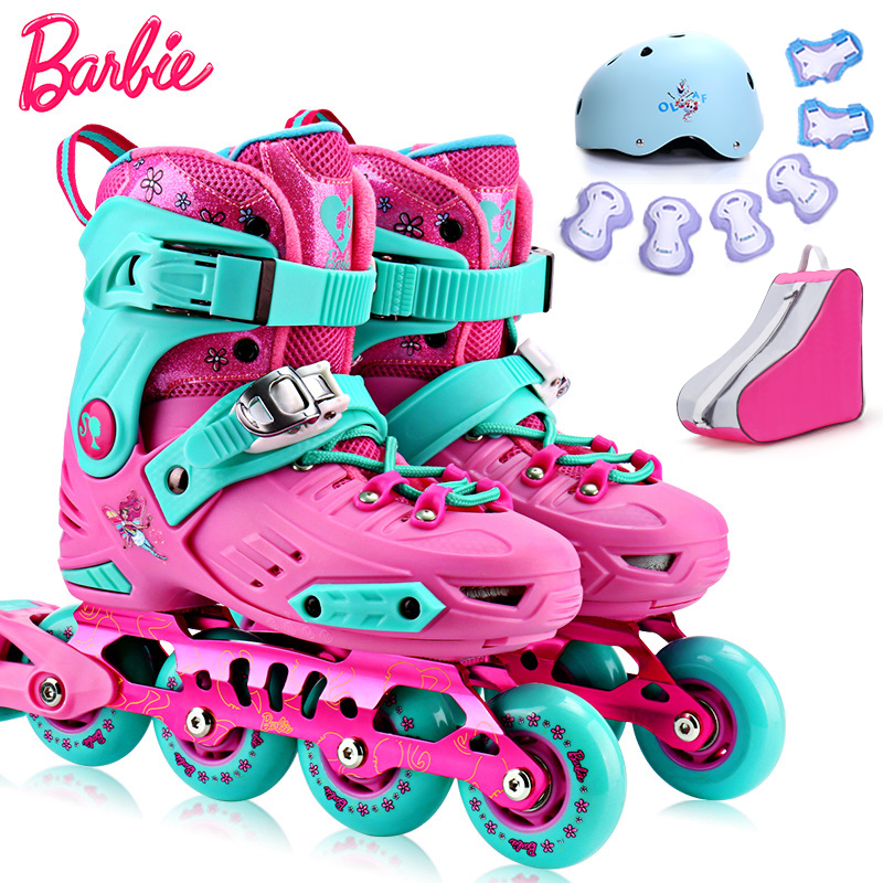 Barbie children Skate Skate Full Suit Professional Girl Flat Flower Shoes Dry Skates Flower Style Adults Straight Rows of beginners