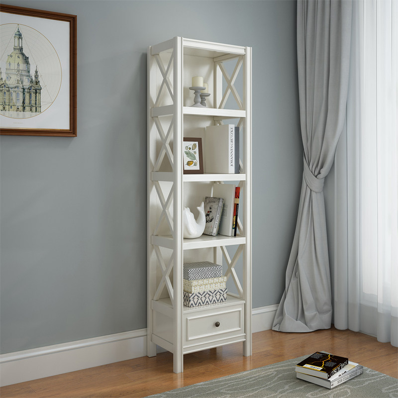 Minimalist students American bookshelves Modern small bookshelves Landing Hollowed-out Shelve Bedroom Bookcase Full Solid Wood Bookcase