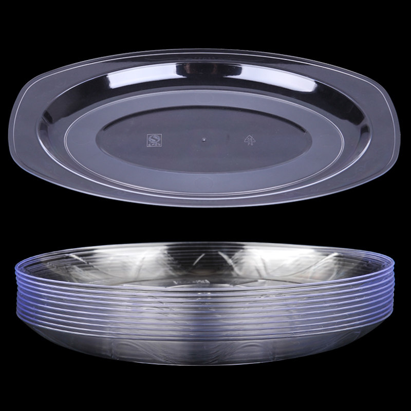 Disposable plate Air crystal tableware Plastic hard thickened high-end fruit saucer Vegetable Fish Wedding Banquet Wine Mat