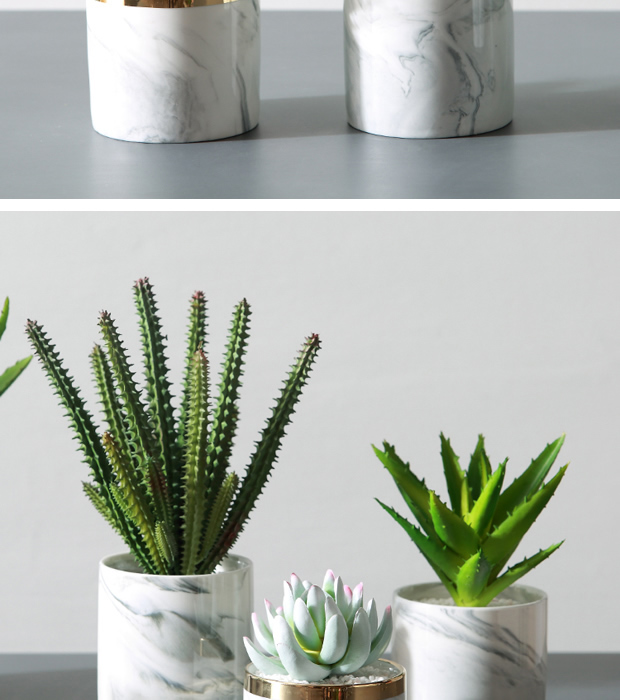 Succulents mực Bắc Âu thời trang phong cách đá cẩm thạch mô phỏng chậu trang trí nội thất ins đồ trang trí máy tính để bàn - Trang trí nội thất các đồ trang trí nhà bếp