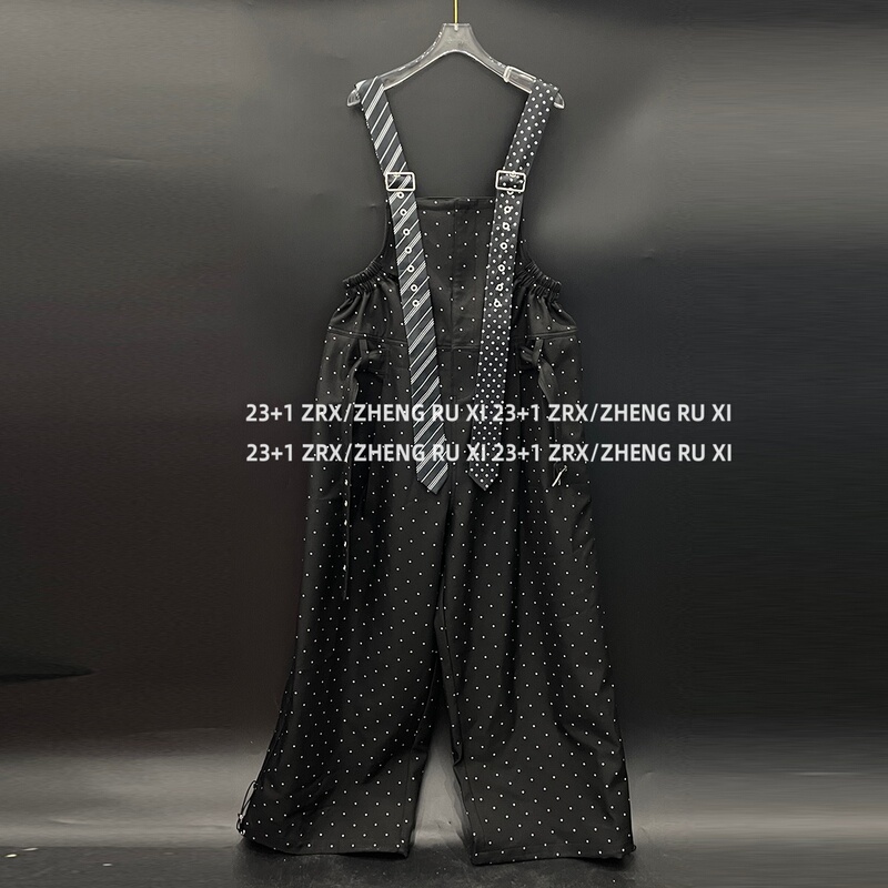 Fu Xinbo Women's Polka Dot Overalls, Korean Style, Loose, Slimming, Fashionable Suspender Jumpsuit, Casual Pants 16193 Fu Xinbo Women's Polka Dot Overalls, Korean Style, Loose, Slimming, Fashionable Suspender Jumpsuit, Casual Pants 16193