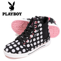 Playboy Bunny black and white wave dot high tube casual board shoes