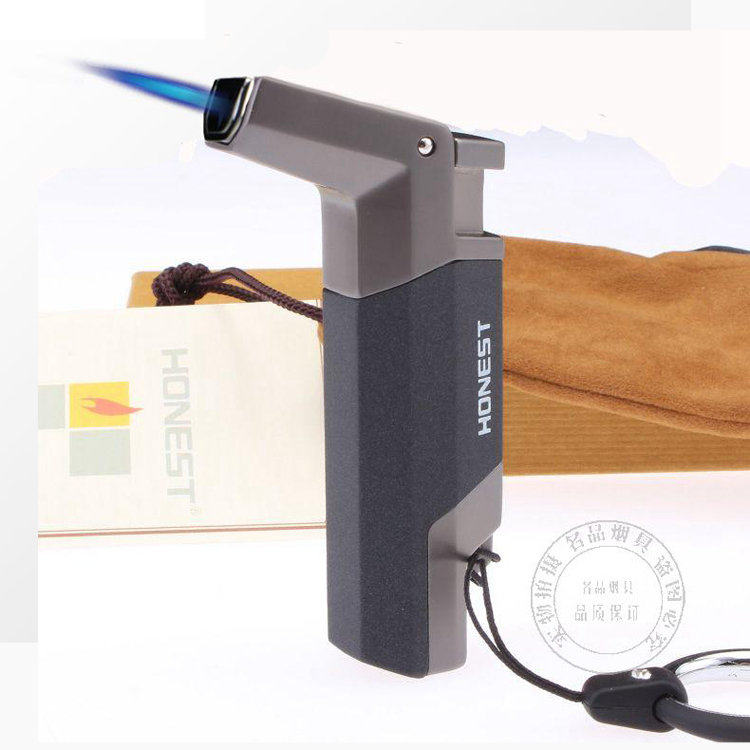 Straight Punch Cigar Lighter Windproof Inflatable Point Cigarette Exclusive Portable Single Blue Flame Metal Special Price Personality