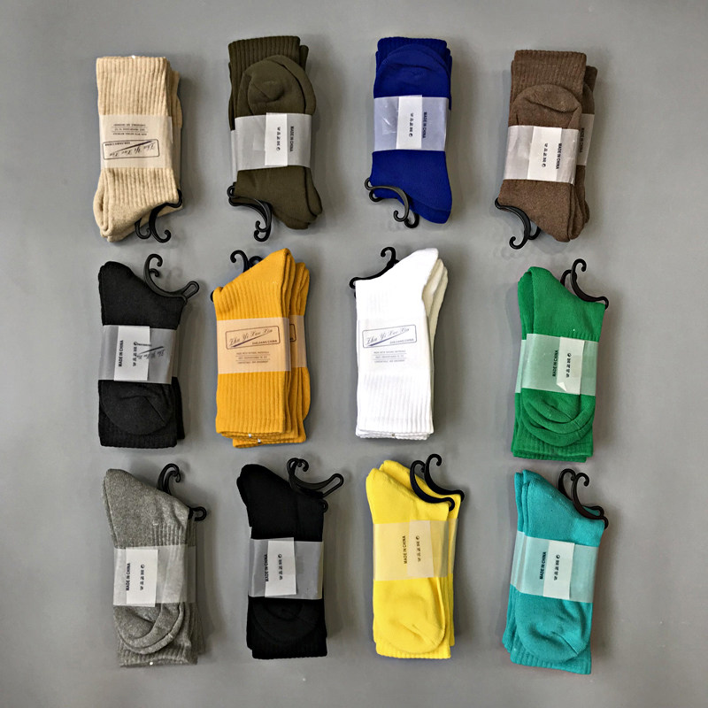 Exit Single 12 color Qihai pure original thickness elastic breathable sweat and comfortable medium cylinder cotton sock high cylinder stockings