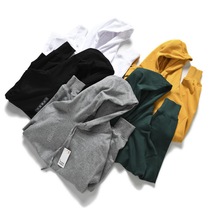 U Home Japan Single Foreign Trade Export Yu Mei Goods Cut for Mens Pure Color 100 lap all cotton wool circles Lianhood hooded sweatshirt