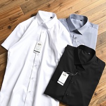 Foreign Trade Factory Tailstock Tiansilk Bamboo Fiber Anti-wrinkle Bronzed Pure White Mens Cut Mark Business Short Sleeve Shirt Lining Clothing