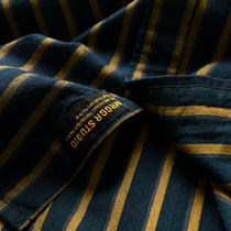 Daily single foreign trade factory export tail single goods Big Tide brand cut mens vertical stripe loose long sleeve shirt shirt