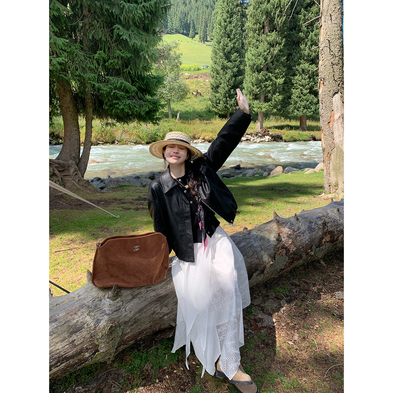 Evnstyle "Manchester City Old Story" Spring and Autumn New Black Loose Eco-Friendly Leather Jacket Top Coat for Women Evnstyle "Manchester City Old Story" Spring and Autumn New Black Loose Eco-Friendly Leather Jacket Top Coat for Women
