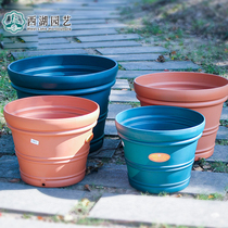 2016 New Alice plastic flowerpot large resin simple planting tree basin colored round thickened Alice