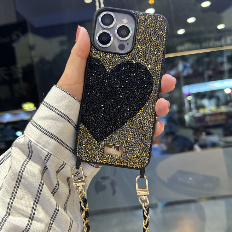 Shiny Rhinestone Diamond Bling Heart Luxury Girls 15, 14, 13, 12 iPhone Case