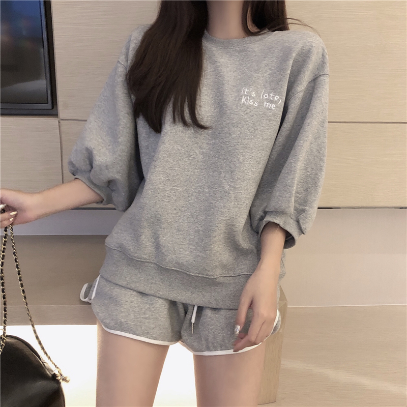 VK旗艦店 韓系時尚百搭運動休閒套裝短袖褲裝