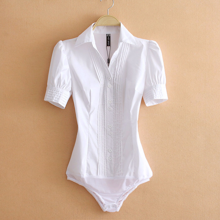 Business commuting professional short-sleeved jumpsuit shirt, bamboo fiber white shirt, slim fit, suitable for work and interviews