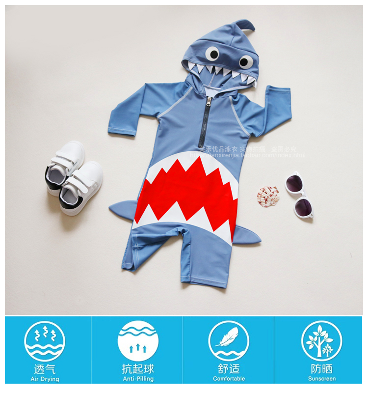Đồ bơi cho trẻ em Boy Baby Baby Kem chống nắng dính liền 0 Trẻ em 1 Đồ bơi 2 tuổi 3 Trẻ em 4 Cậu bé dễ thương Nam - Bộ đồ bơi của Kid áo tắm bé gái