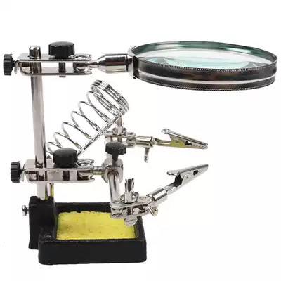Soldering iron holder with lamp magnifying glass Electric soldering iron holder 360 degree circuit board universal clamping welding work frame