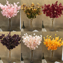 Simulation Apple leaf gold money leaf export round leaf yugali wedding wedding hall Road introduction background decoration flower with grass