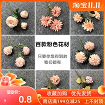 Wedding flower row light powder light pink simulation flower rose hydrangea peony Wenxin orchid Cherry Blossom Road introduction flower art