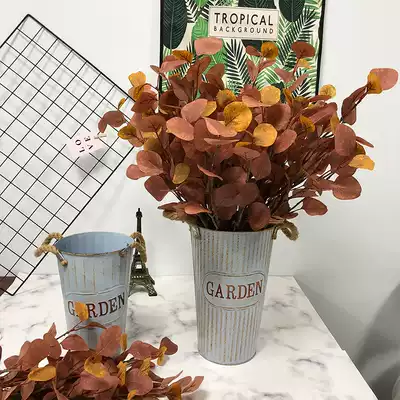 Round leaf Eucalyptus money grass simulation flower autumn plant Wedding wedding hall road guide decorative leaf flower arrangement with grass
