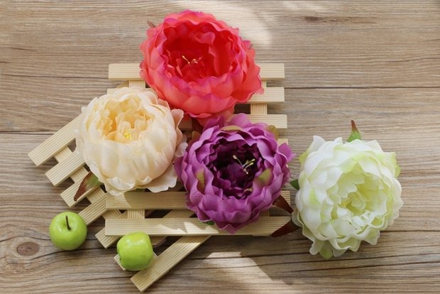 Mô phỏng hoa mẫu đơn đầu lớn hoa mẫu đơn hoa đầu hoa giả hoa cưới DIY mũ hoa trang trí hoa mẫu đơn - Phụ kiện tóc cột tóc scrunchies