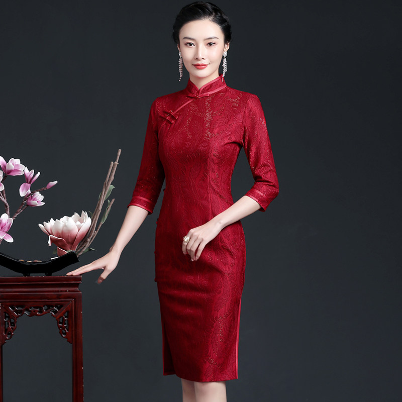 Happy mother-in-law wedding dress with summer clothes qipao wedding mother gown with noble young and married foreign clothes spring and autumn