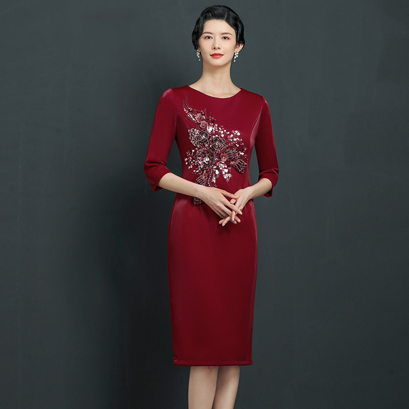 Wedding dress mother-in-law noble wedding cheongsam dress marry daughter mother-in-law mother-in-law banquet dress skirt