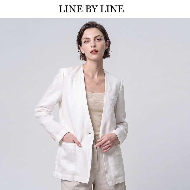 Line by Line Original 100% Linen Blazer for Women, Summer Thin Natural Vintage Style Jacket, Casual Suit Line by Line Original 100% Linen Blazer for Women, Summer Thin Natural Vintage Style Jacket, Casual Suit